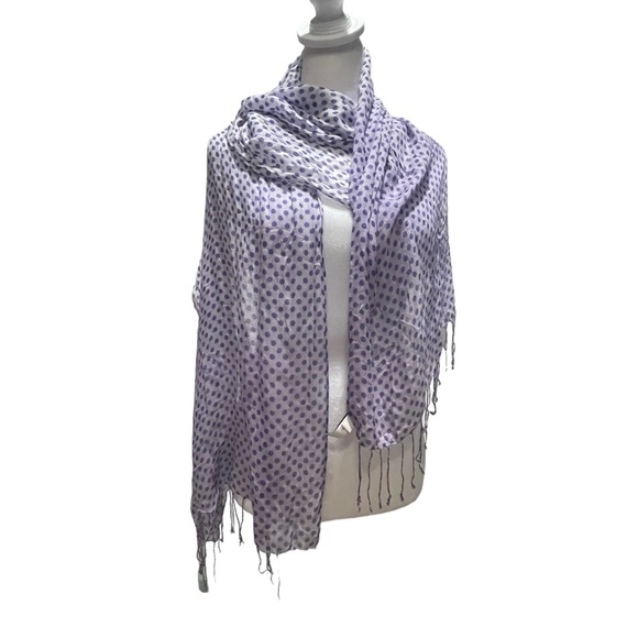 Purple Polka Dot Scarf/Shawl. Fun and flirty style. Lightweight. - Picture 8 of 10